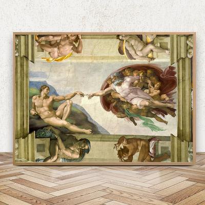 Репродукция \"Микеланджело - Сотворение Адама (фрагмент)\" – купить по низкой  цене с доставкой по России | Интернет-магазин модульных картин Picasso