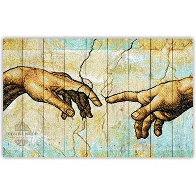 Картина Прикосновение рук (Микеланджело) купить | Сотворение Адама -  фрагмент картины в золотом стиле