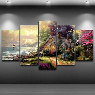 Модульные картины, Hd холст, картина для гостиной, украшение для дома, 5  шт., цветок, весенний пейзаж, современное искусство стен | AliExpress