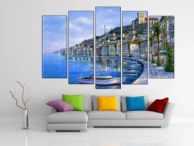 Модульные картины Hd, картины с изображением города, украшение для дома,  современный набор из 5 плакатов, настенные картины для гостиной | AliExpress