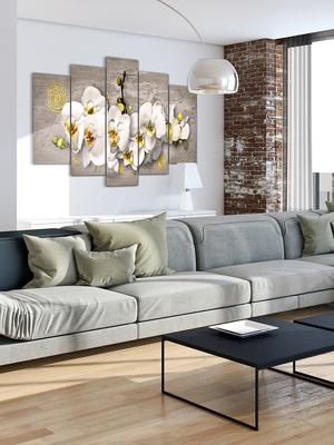 ᐉ Модульная картина в гостиную/спальню Бамбук с орхидеей 100х150 см  (Art-580_3)