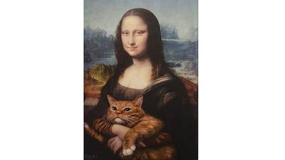 Мона Лиза с котом, забавные художественные картины на холсте на стене,  художественные постеры и принты, известные художественные картины да Винчи,  Куадрос – лучшие товары в онлайн-магазине Джум Гик