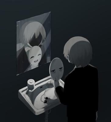 Мрачный аниме стиль, молодой мужчина…» — создано в Шедевруме