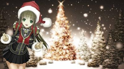 Обои Аниме (Зима, Новый Год, Рождество), обои для рабочего стола,  фотографии аниме, зима, новый год, рождество, crystal, dew, world, suishou,  shizuku, kirino, kasumu, арт, девочка, рождество Обои для рабочего стола,  скачать обои