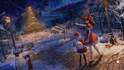 Обои на рабочий стол: Праздники, Рождество (Christmas Xmas), Новый Год (New  Year), Аниме - скачать картинку на ПК бесплатно № 17638