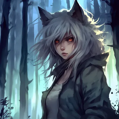 Anime illustration of a werewolf on Craiyon