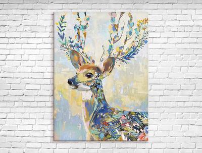 Интерьерная картина Олень Животное на холсте, на стену 50х70 см - купить по  низкой цене в интернет-магазине OZON (294247242)