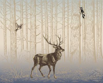 Картины Дикая природа \"Рисунок рогатый олень в лесу\" - арт 035000048 |  Купить в интернет-магазине Фото в дом - Фото в дом