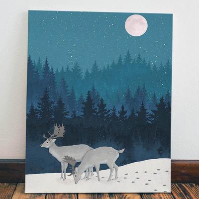 Интерьерная картина \"Олени зимой \" / Картина на холсте с подрамником из  дерева, 60х40 см - купить по низкой цене в интернет-магазине OZON  (1259254695)