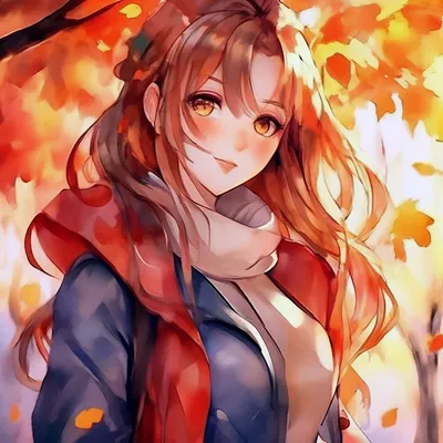 Красивая аниме девушка осень, нежная…» — создано в Шедевруме