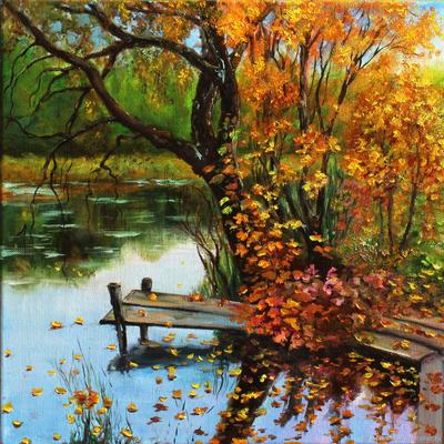 Осенний пейзаж — картина маслом на холсте. JPEG