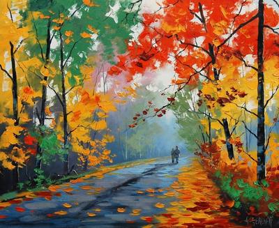 Рисунок Осенний пейзаж №132291 - «Осенняя пора - очей очарованье...»  (02.03.2024 - 15:21)