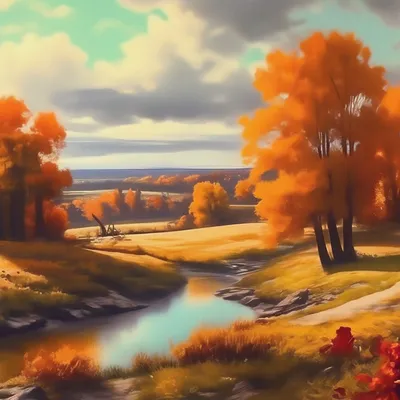 Рисунок Осенний пейзаж №129402 - «Осенняя пора - очей очарованье...»  (24.02.2024 - 16:14)