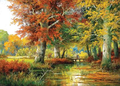 Картина Осенний пейзаж с мостом 60x90 AR150901 купить в Москве