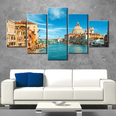 5-панельные модульные картины с рисунком романтической реки Венеции,  постеры на холсте с HD-печатью, настенные картины для гостиной, домашний  декор | AliExpress