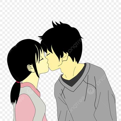 пара поцелуй мультфильм стиль аниме PNG , милая, романтично, мальчик PNG  картинки и пнг PSD рисунок для бесплатной загрузки