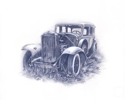 Ретро автомобиль» картина Гергерта Константина (картон, карандаш) — купить  на ArtNow.ru