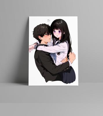Cute couple in love. Romantic wallpaper. Anime style characters. AI  Иллюстрация Stock | Adobe Stock