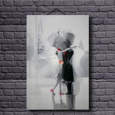 Lovers in the Rain Romantic Abstract Oil Paintings on Canvas Modern Figure  Painting Canvas Painting Hand Painted Picture Unframe