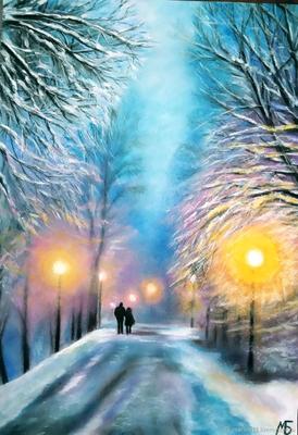 Картина \"Двое в зимнем парке\" Зимний пейзаж. Зимняя картина в  интернет-магазине Ярмарка Мастеров по цене 5000 ₽ – KQMWQRU | Картины,  Самара - доставка по России