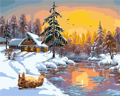 Интерьерная картина на холсте \"Снегири\" зимняя тематика /Картина на холсте  с подрамником из дерева, 40*40 см - купить по низкой цене в  интернет-магазине OZON (1276871440)