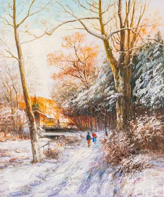Картина \"Зима\" 40*60 | картина акрил/ДВП в белой раме | Vrame.by