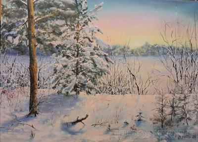 Картина маслом - Зимнее утро | живопись на холсте современного художника  купить в Санкт-Петербурге